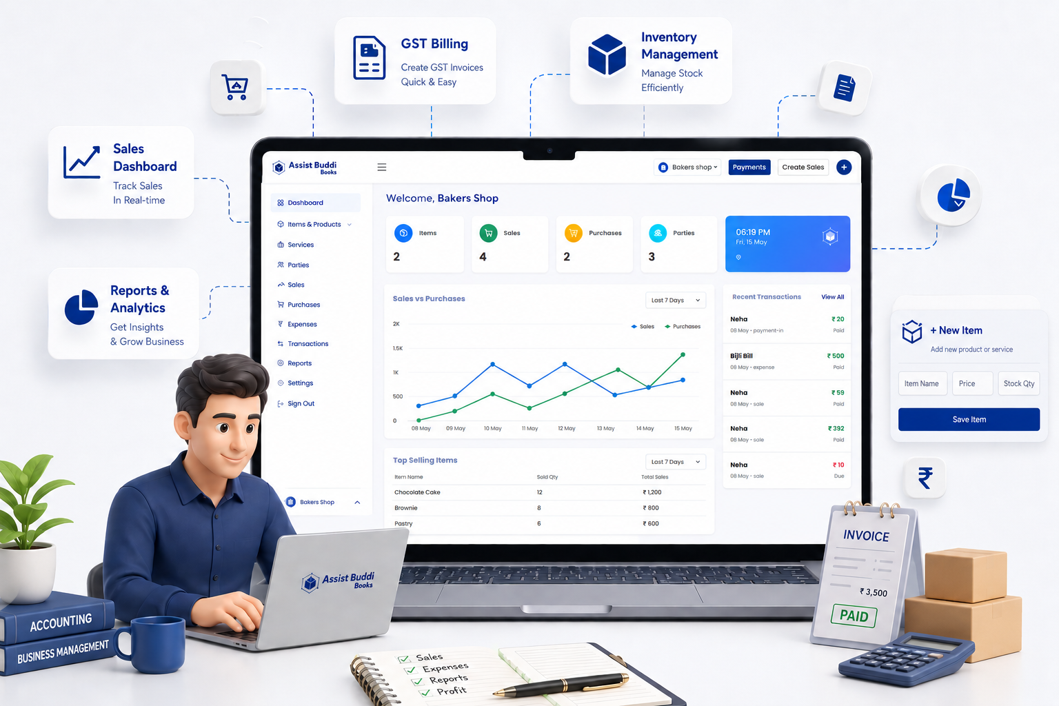 Assist Buddi Books dashboard